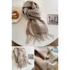 Thickened Double-Sided Fringed Scarf Pure Color Cashmere-Style Women'S Fashionable Student Two-Purpose Shawl Autumn Winter Korea