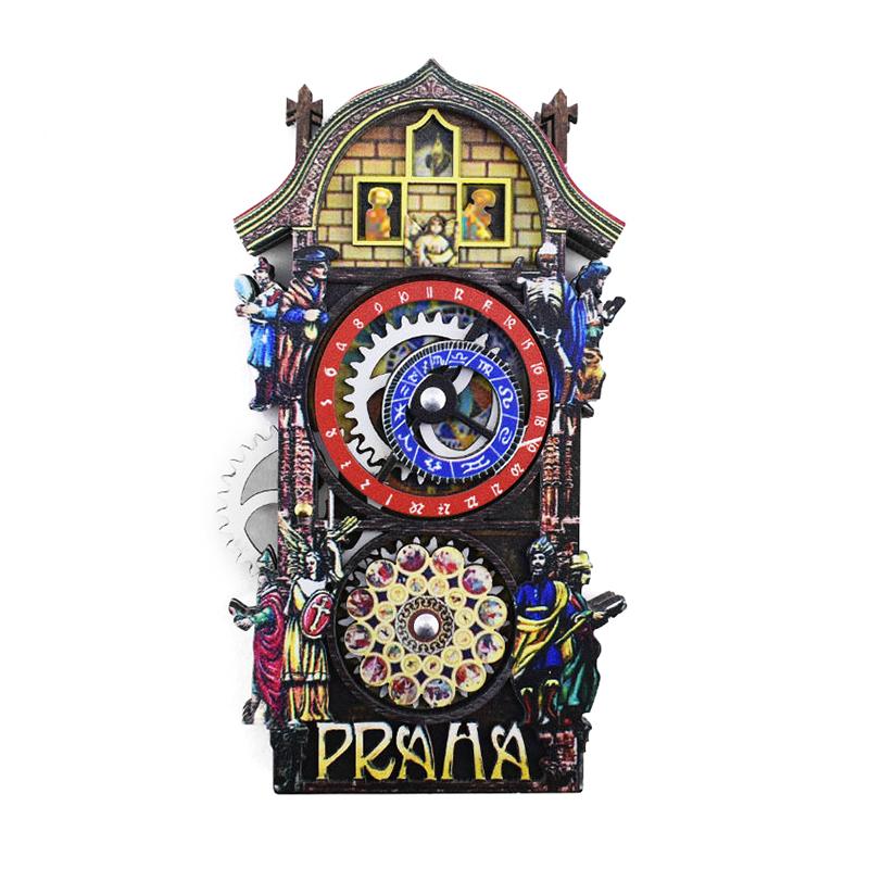 2025 Пражский хронометр деревянные ретро магниты на холодильник шестерня вращающаяся 3D магнитные магниты на холодильник