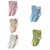5Pairs Breathable Mid Tube Socks Thin Socks for Women Cute Tulip Flower Socks  Lady