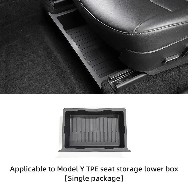 LUCKEASY For Tesla Model Y 2017-2023 Under Seat Storage Box Organizer Drawer Holder TPE Storage Lower Box Car Accessories