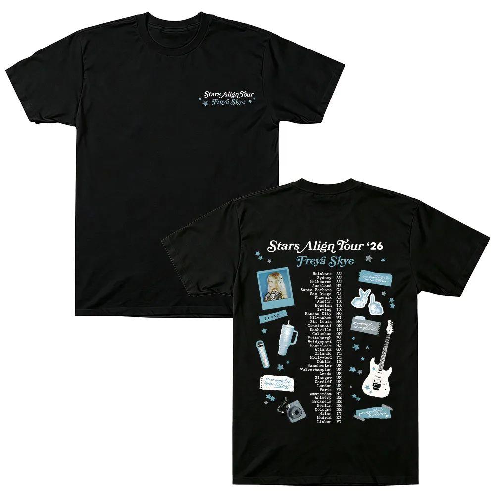 Scrapbook Tour Tee Freya Skye Stars Align Tour 26 Graphic Tshirt Summer Cotton Y2k Streetwear Unisex Casual Fashion Clothes