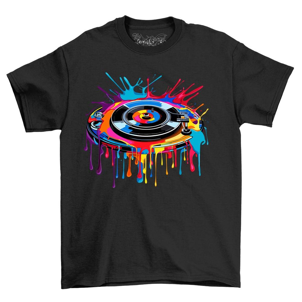 Vinyl Record Paint Drip Design T-shirt - Groovy and Colorful! Funny T-shirt, Uni