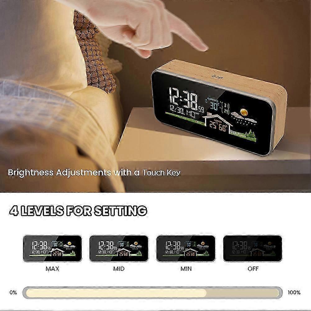 Temperature Humidity Gauge, ,Wireless Home Weather Clock, Thermometers Humidity Clock Indoor Alarm
