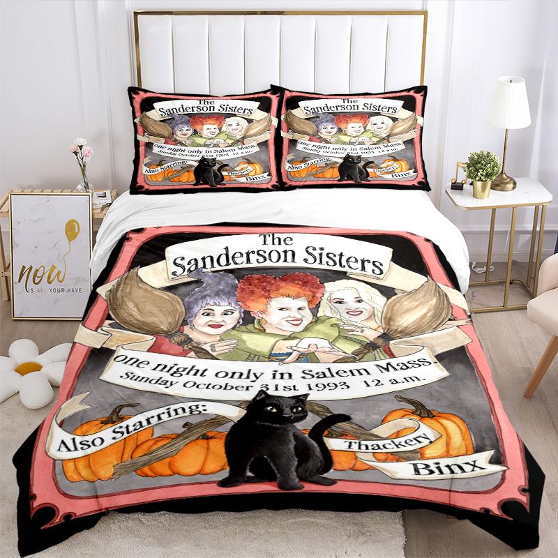 Hocus Pocus Sanderson Sisters Print 3Pcs Bedding Setduvet Cover With 2 Bedropillowcase Home Birthday Gift