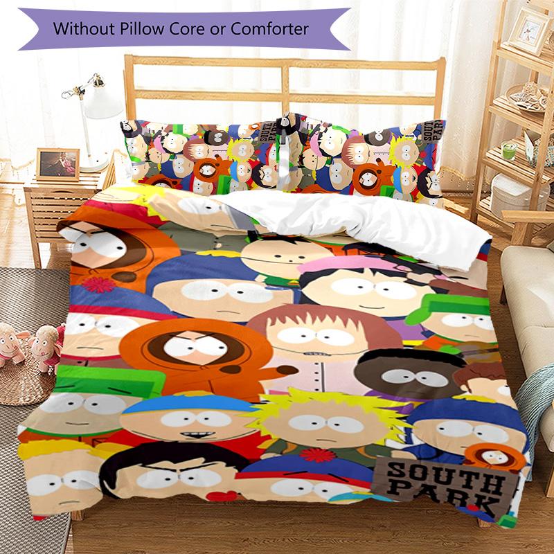South Park 3pcs Bedding Set Duvet Cover Closure Includes 1 Duvet Cover & 2 Pillowcases for All Seasons Bedroom Home Dorm Decor