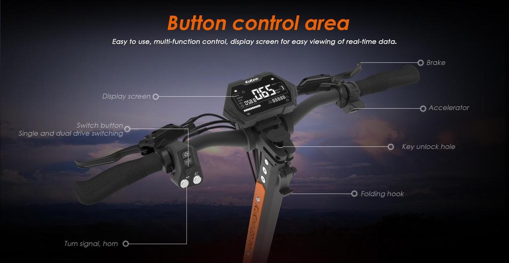 Kukirin G3 Pro Electric Scooter 1200W*2 Motor 52V23.4Ah Battery 65km/h Max Speed 80km Max Range