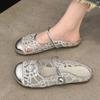 Women's Shoes 2024 Outdoor Closed Toe Women's Slippers Breathable Casual Slippers Women Bling Mesh Solft Sole Flat Shoes Ladies