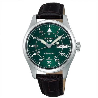Seiko SRPJ89K1 Автоматические Механические Часы Зеленый Кожаный Ремешок Мужская Модель для Зарубежного Рынка