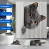 Очаровательный Серый Британский Короткошерстный Кот Набор Штор для Душа с 12 Крючками - Четырехкомпонентный Декор для Ванной Комнаты