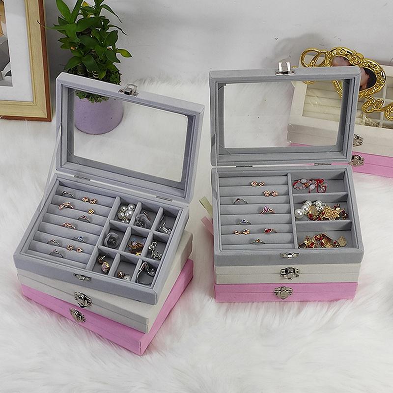 New Transparent Window Large Capacity Jewelry Storage Box, Simple And High-End Ring Necklace Jewelry Storage Display Box