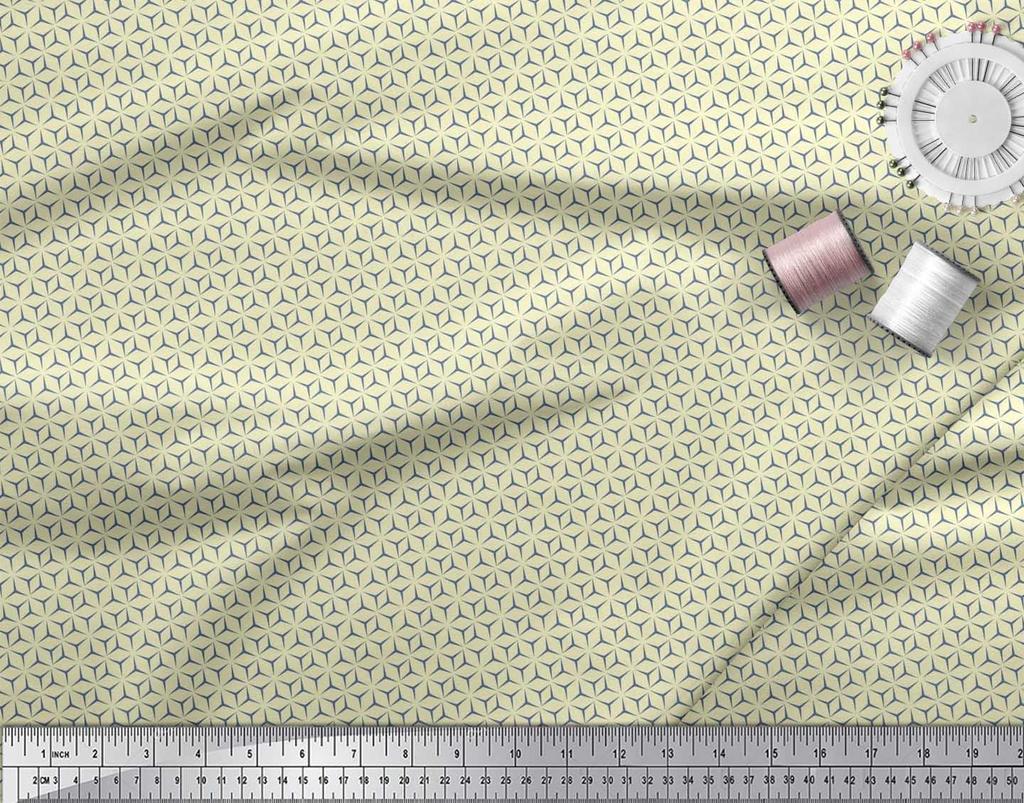 Soimoi Japan Crepe Satin Fabric Geometric Small Print Sewing Fabric Metre 42 Inch