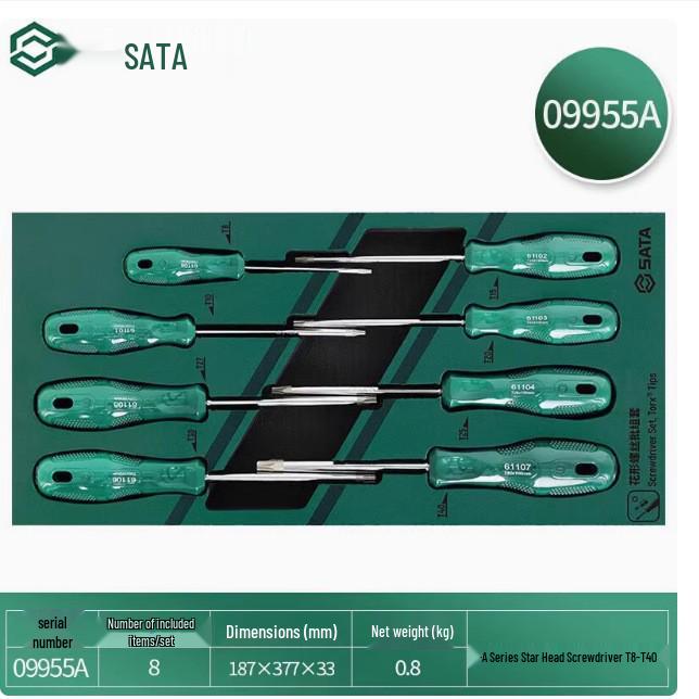 SATA 09955A Набор из 8 шестигранных отверток в форме цветка (T8-T25)