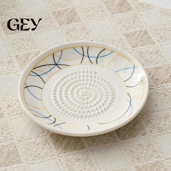 Grated Garlic Serving Dish Ceramic Grinder, Multi-Functional Grating Plate, Manual Ginger Grater Zester Bowl, All-in-One Prep Mixing Dish, Kitchen