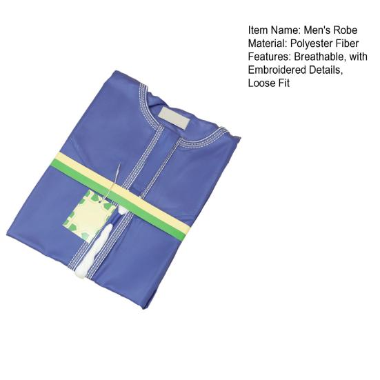 Мужской однотонный халат-кафтан с длинными рукавами и вышитыми манжетами на шее, исламский кафтан-табак в стиле Саудовской Аравии