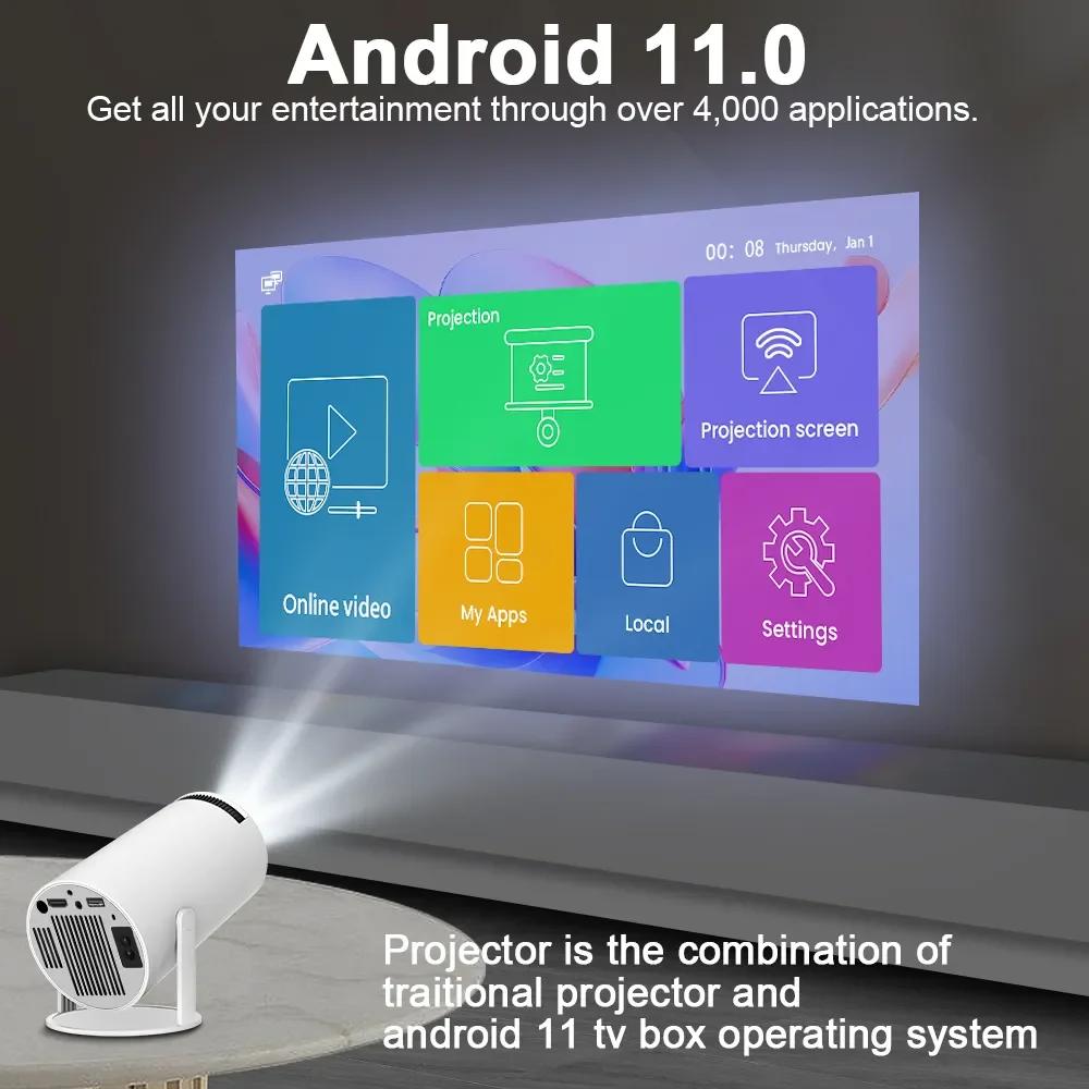 Проектор Transpeed Android 11 4K WiFi6 HY300 Allwinner H713 200ANSI BT5.0 1280*720P Двойной Wi-Fi Домашний кинотеатр Уличный Портативный