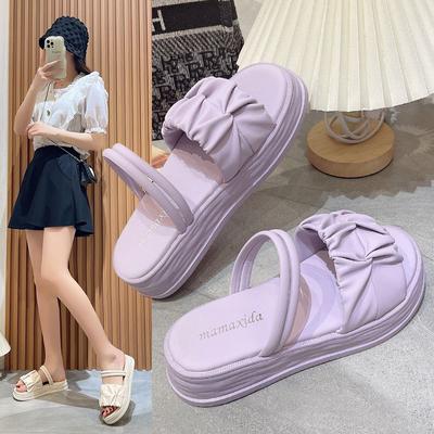 Женская обувь на низком каблуке Сандалии для женщины Тапочки Обувь Платформа Фиолетовый Лето 2024 Круглый носок Открытый Лучший H F