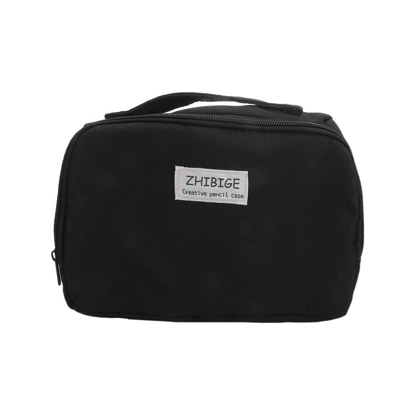 Большая вместительная сумка для ручек, черный простой японский пенал, канцелярские сумки для хранения, женские косметички