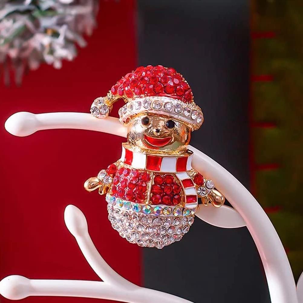 Рождественская брошь-булавка Стразы Кристалл Булавки Снеговик Рождественские Елки Ювелирные булавки для Рождественских украшений