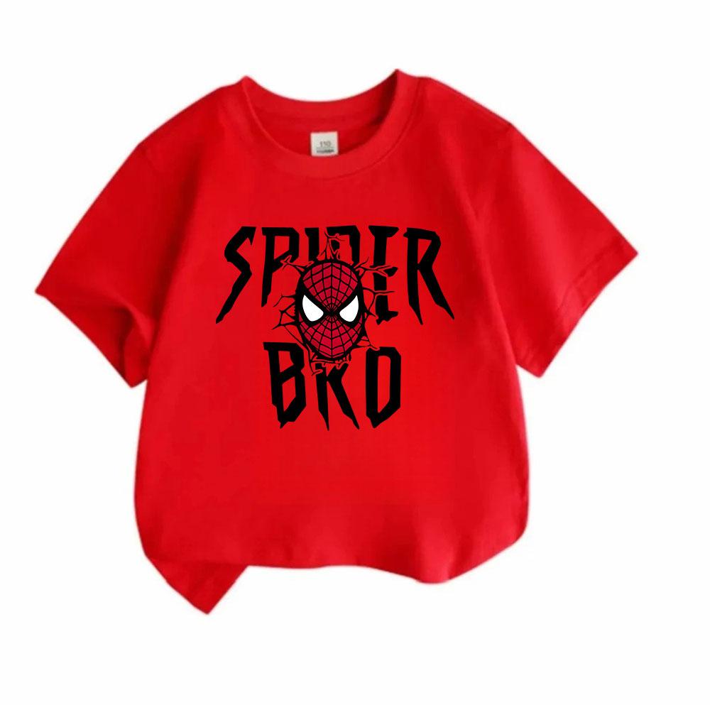 Kids Boys Girls 100% Cotton Crew Neck Short Sleeve T-Shirt, Cool Super Spider Web Break Through Graphic Casual Tees for Children Daily Wear Tops