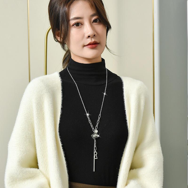 Элегантное длинное хрустальное ожерелье для женщин в стильном геометрическом дизайне, идеально подходящее для осенне-зимнего гардероба