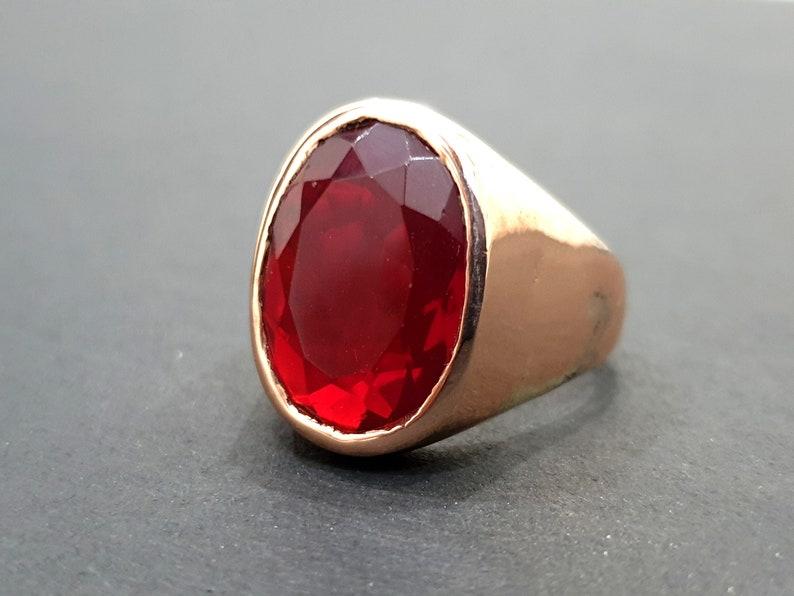 Lab Garnet Gemstone Rose Gold Ring, Handmade Ring, Oval Ring, Wedding Gift Anniversary Ring, 925 Silver Ring, Partywear Ring