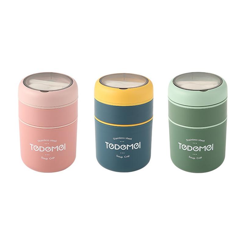 Термальный ланч-бокс из нержавеющей стали, портативный изолированный ланч-сумка, грелка для еды, суповая чашка, термос, контейнеры для бенто для студентов