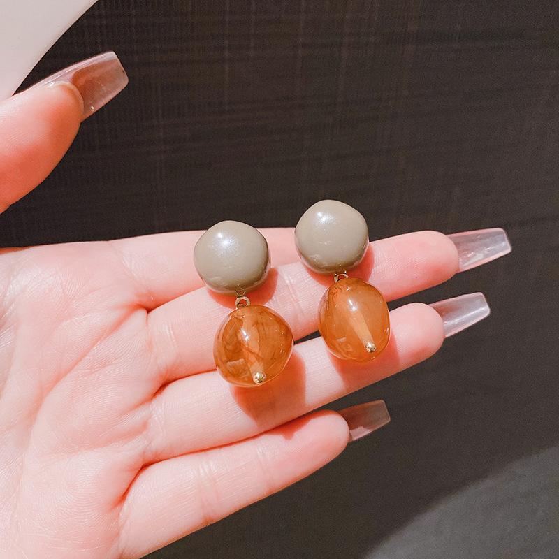 Серьги-гвоздики женские, дизайн в цвете кофе по Майяру, игла серебристая, нишевые, высококачественные, в стиле ins, легкая роскошь, универсальные серьги