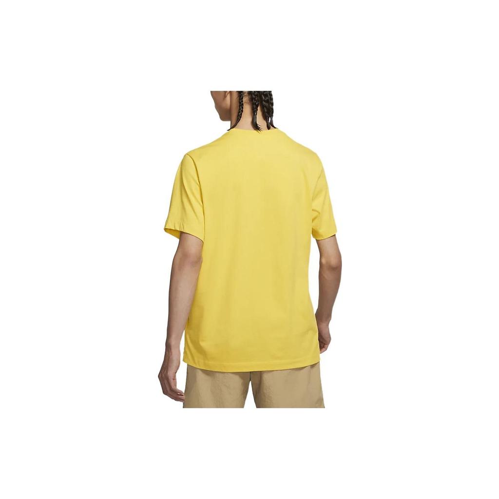 Nike Футболка с круглым вырезом с вышитым логотипом Мужские топы Желтый AR4999-709
