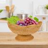 Natural Rattan Woven Fruit Plate Key Bowl for Entryway Table Storage Baskets Small Round Organizing Wallet Bathroom Base