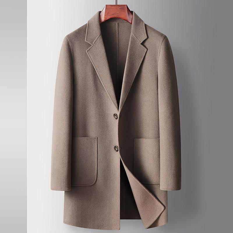 Autumn and Winter Medium and Long Wool Trench Coat, Youth Business Handmade Double-sided Casual Warm Jacket