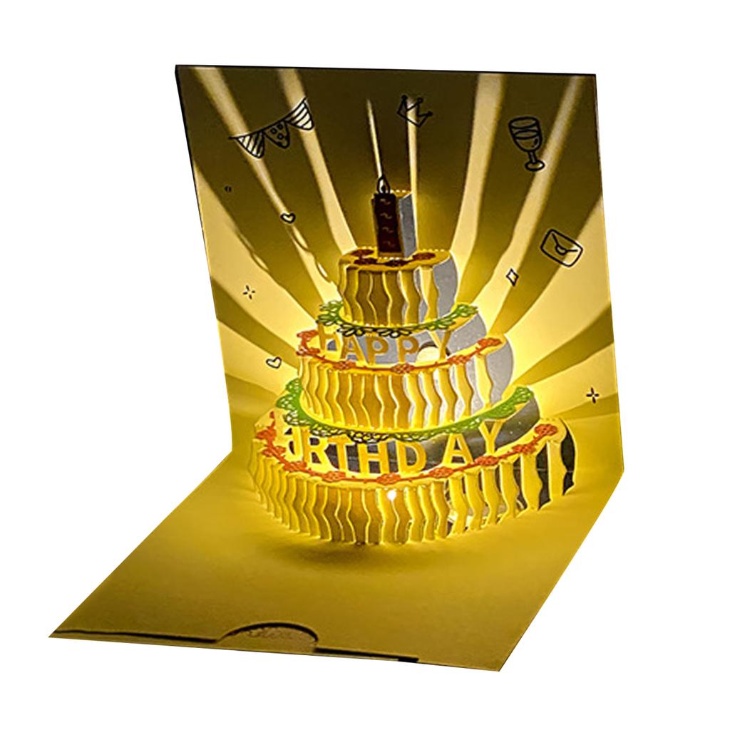 Открытка на день рождения Yousheng 3D Pop-Up с музыкальными огнями Открытка на день рождения с тортом для женщин, мужчин, детей, друзей
