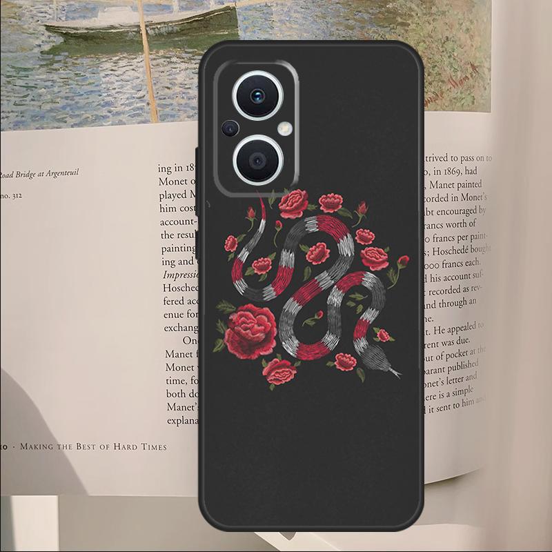 Snake Flower Cover For OPPO Reno 7 8 Lite 11F 12F 13F 14F 10 11 12 13 14 Pro OPPO Find X6 X8 X9 Pro Case