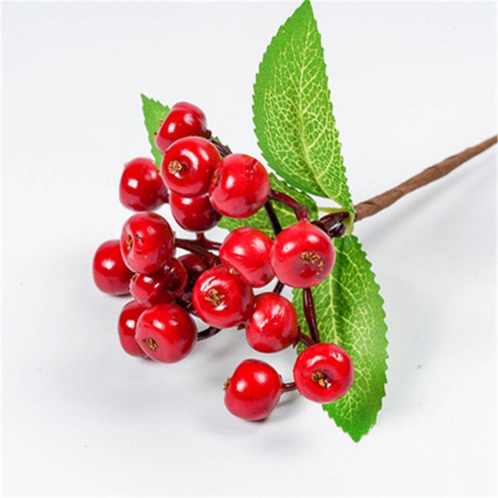 Festival Xmas Decor Wedding Christmas Ornaments Artificial Red Berry Fake Flower Simulation Branch
