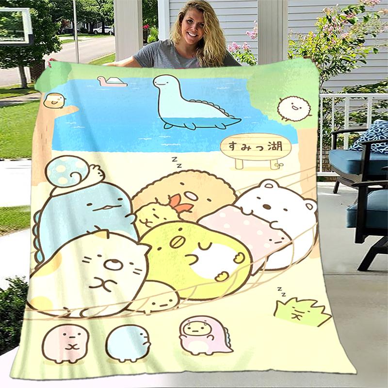 1pc Blanket Sumikko Gurashi2 Print Design, Lightweight Blanket for Sofa, Bed- Soft &Warm, Gift for All Seasons like Christmas, Halloween