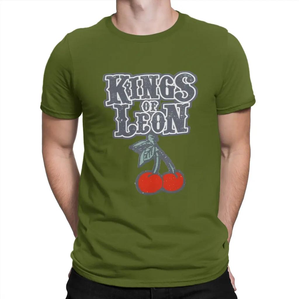 Fun Fun Music T-Shirts for Men O Neck Pure Cotton T Shirt K-Kings Of Leon Band Short Sleeve Tees Gift Idea Clothing
