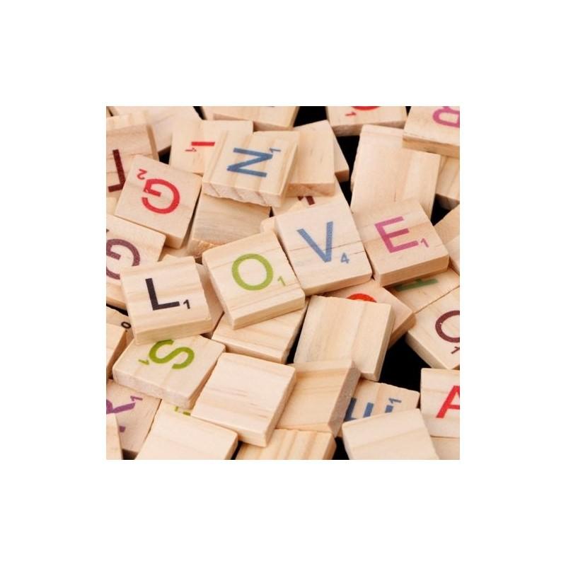 100 Scrabble Carreaux Lettre En Bois Noir Artisanat Alphabet Jeux De Jeu Société