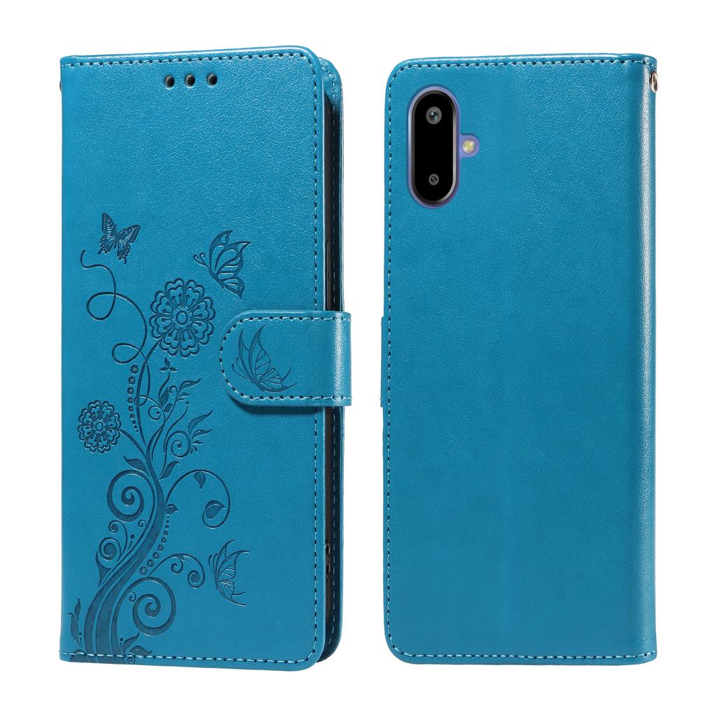 For Samsung Galaxy F06 5G Leather Case Butterfly Floral Imprint Wallet Stand Cover