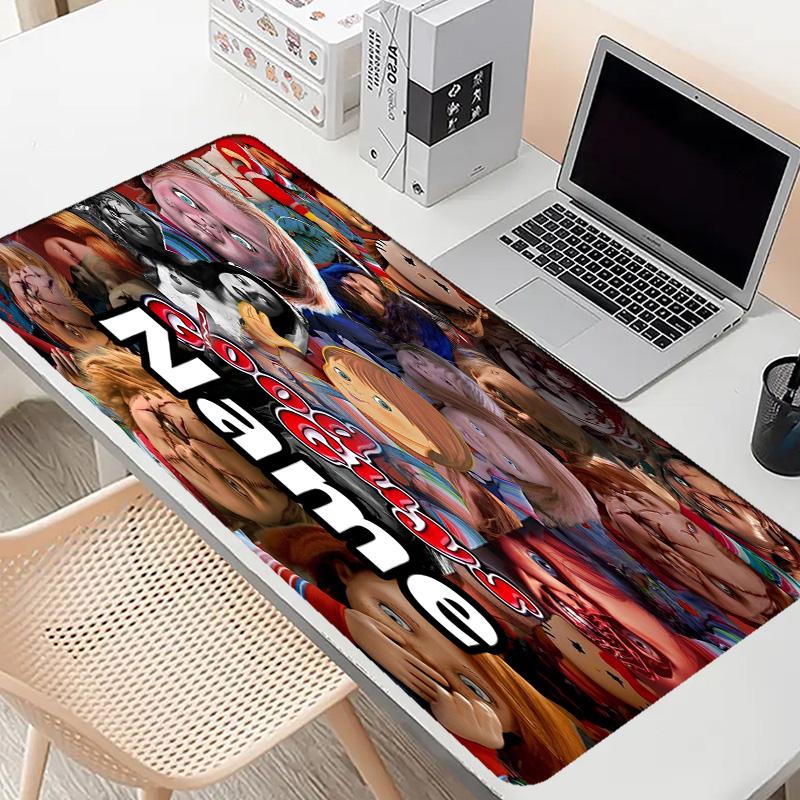 Custom Name Personalized Bride of Chucky Pattern Mousepad, Laptop PC Desk Mat, Decorative Desk Mat for Home Keyboard Pad Gift