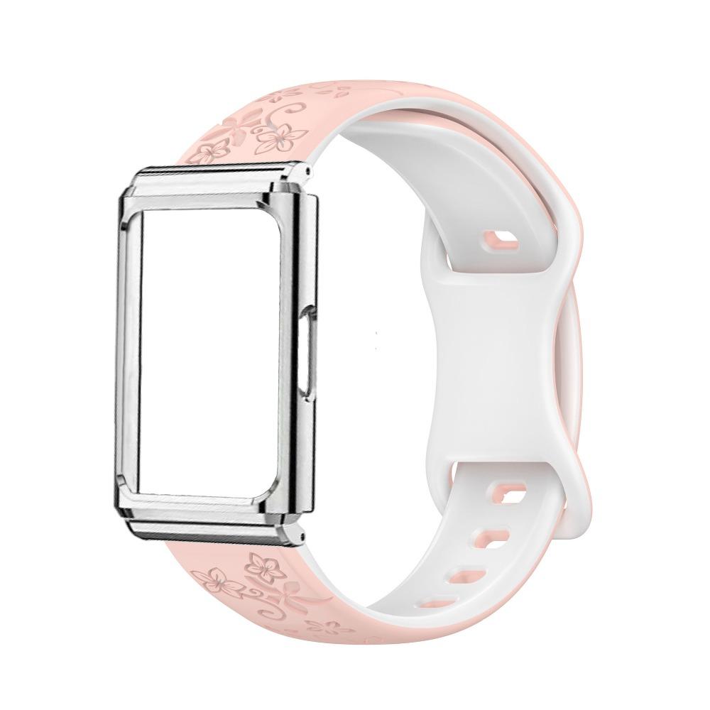 Metal Frame Protective Case + Dual Color Embossed Silicone Strap for Huawei Band 11 Pro