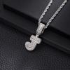 Zircon Inlaid Rock Sugar Initial Pendant Necklace - European & American Hip-Hop Style