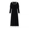 Kaslead New Arrival Women's Clothing Fashion Style Fashion Slim-Fitting Simple Velvet Lace Patchwork Dress