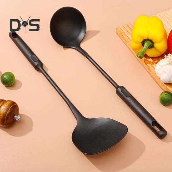 Набор из лопатки и половника для вока, удлиненная ручка, ложка для супа с гладкими краями, не царапающая кухонная утварь