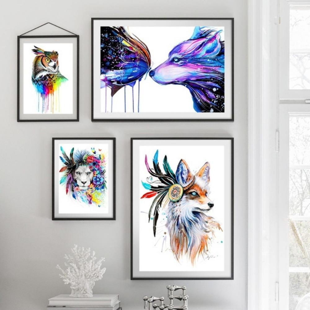 Скандинавское абстрактное искусство на стене с изображением животных, картины на холсте, постеры, напечатанные на стенах, для украшения гостиной дома