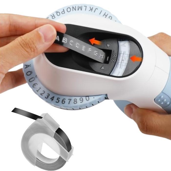 Label Tape - Phonillico® - Pack of 3 - Black - 3D Embossed - 9mm X 3m