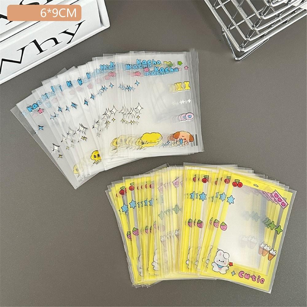 20Pcs Korean In Cute Pink Black Bow Card Self-adhesive Bag Star 3-inch Photo Card Kawaii DIY Packing Pocket