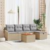 VidaXL 6-Piece Garden Sofa Set with Cushions Beige Poly Rattan 3360892