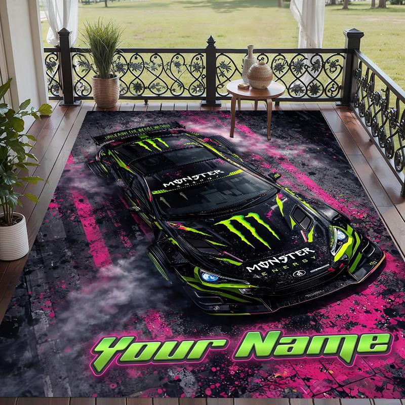Custom Text Printed Rug Monster Energy Non Slip Floor Carpet For Home Room Decor