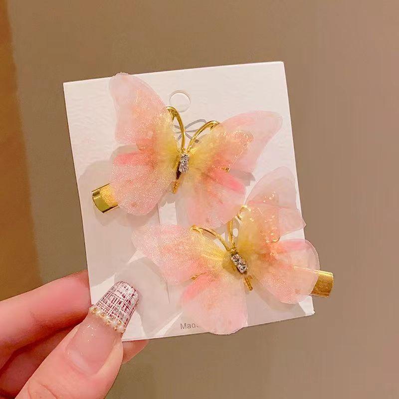 2 шт., красочные заколки-бабочки, заколки для женщин, милые заколки для волос для девочек, украшение для волос, Радужный головной убор, модные аксессуары для волос