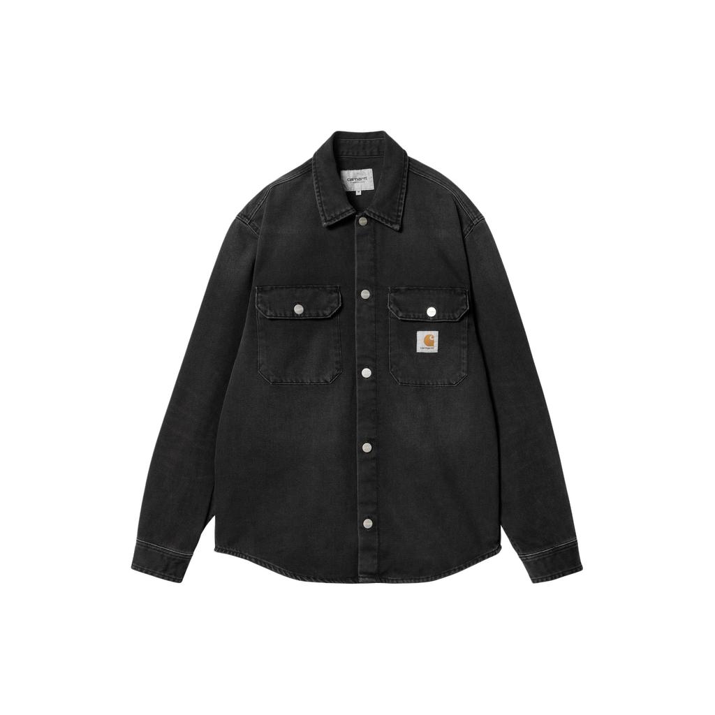 Carhartt WIP SS24 Рубашка Harvey Jac с заостренным воротником на пуговицах с длинным рукавом Мужские рубашки Черный I033346-89-4L