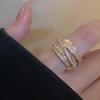 Zircon Multi-Layer Ring For Women Party All-Match  Jewelry Vintage Opening Adjustable Finger Ring Shiny Combination Ring